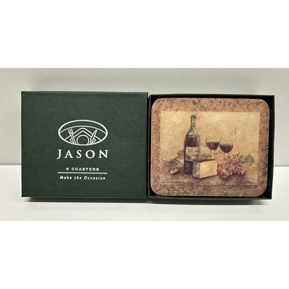 Jason  coasters  'California Cabernet  Collection" set of  6 coasters open box - Picture 1 of 4